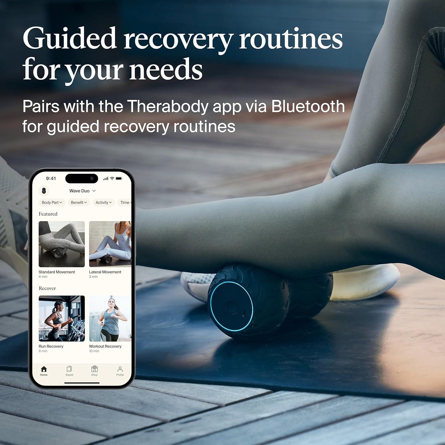 imageTheraGun Therabody WaveRoller High Density Foam Roller for Body and Large Muscles Bluetooth Enabled with 5 Customizable Vibration Frequencies in Therabody AppWave Duo