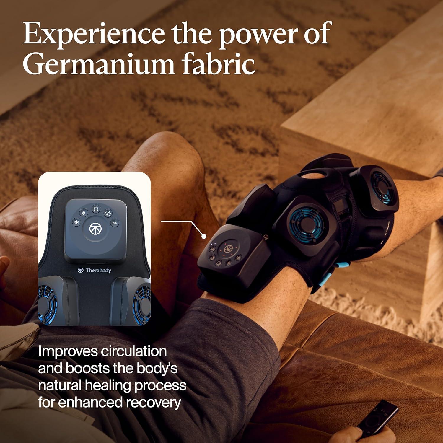 imageTherabody RecoveryTherm Knee Contrast Therapy Wrap Hot amp Cold Vibration Wrap for Athletes Advanced Contrast Therapy for Knee Pain Relief with Cryothermal Technology One Size Fits All