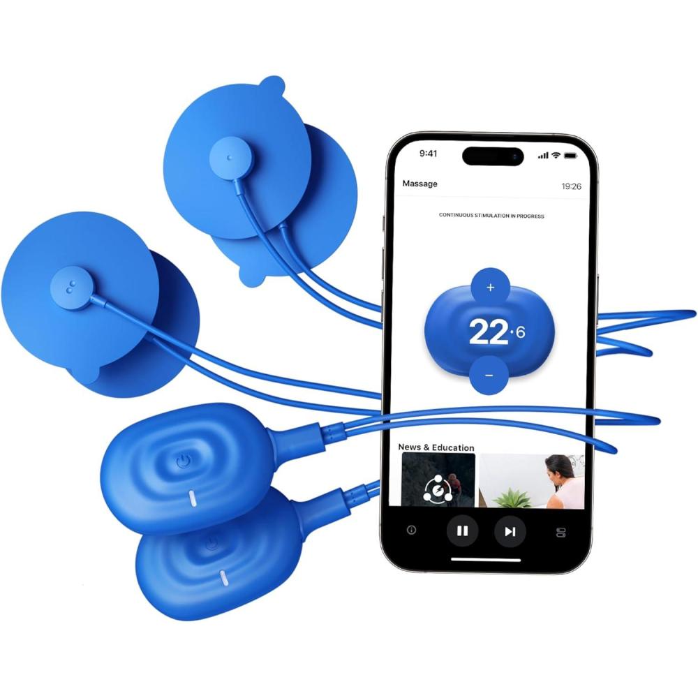 imageTherabody PowerDot 20 Duo  Stim TENS Unit for Pain Relief  Bluetooth Electrical Muscle Stimulation Device 2 Smart Wireless NMES amp TENS Pods for Muscle Pain PMS and Menstrual Period Cramps BlueDuo  Blue